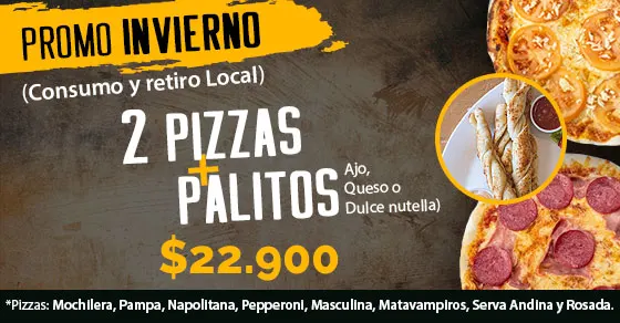 Promo Invierno - 2 Pizzas + Palitos