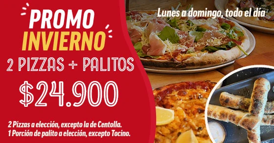Promo Invierno: 2 Pizzas + Pailitos. Puerto Natales.